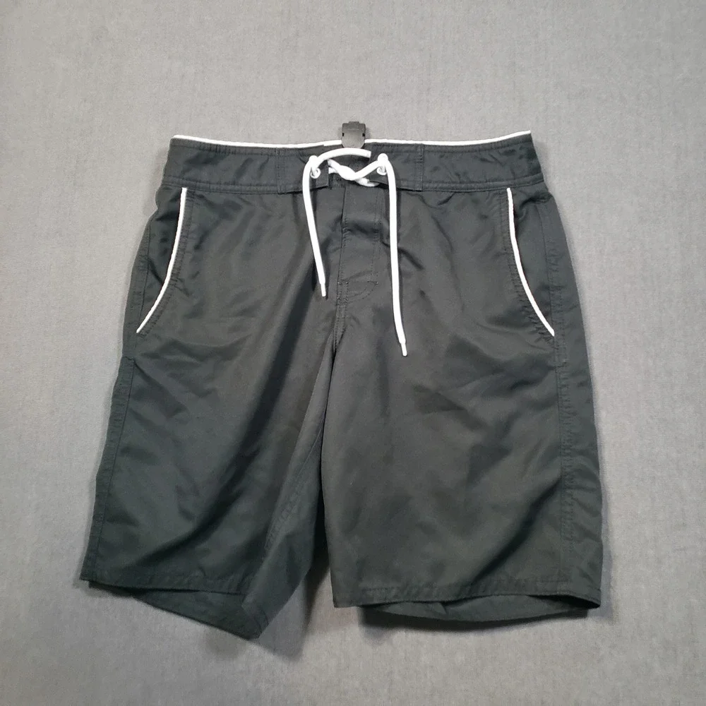 Bonobos Board Shorts Mens 30 Black White Trim Swim Trunks Drawstring Pocket